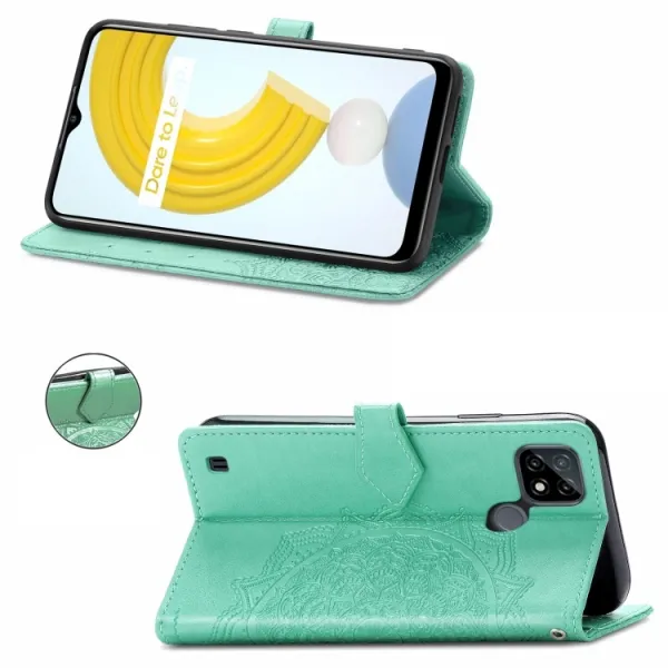 ART Peňaženkový kryt Realme C21 ORNAMENT zelený