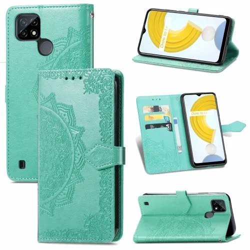 ART Peňaženkový kryt Realme C21 ORNAMENT zelený