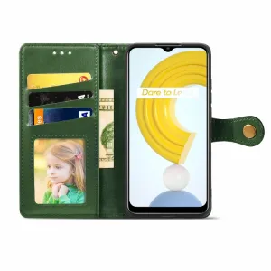 LEATHER BUCKLE Peňaženkový obal Realme C21 zelený