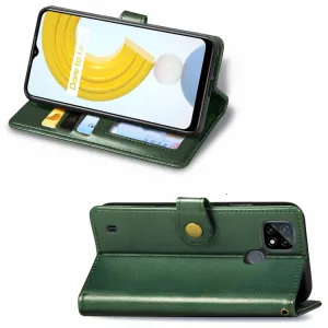 LEATHER BUCKLE Peňaženkový obal Realme C21 zelený