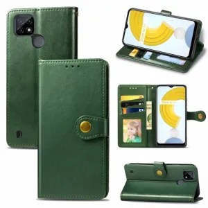 LEATHER BUCKLE Peňaženkový obal Realme C21 zelený