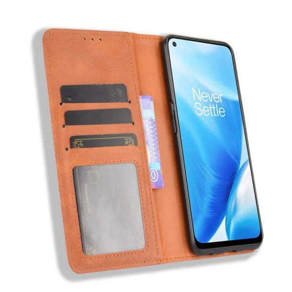 BUSINESS Peňaženkový kryt OnePlus Nord N200 5G hnedý