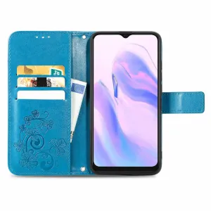 ART Peňaženkový kryt Blackview A70 FLOWERS modrý