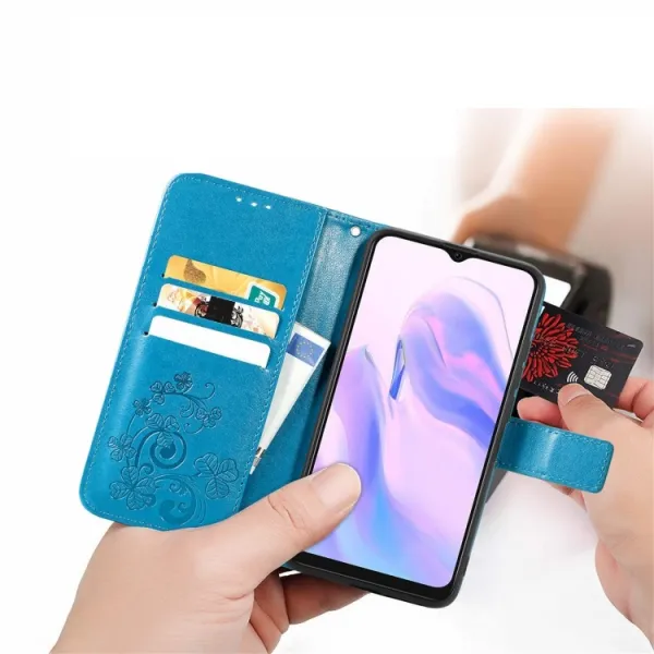 ART Peňaženkový kryt Blackview A70 FLOWERS modrý