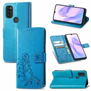 ART Peňaženkový kryt Blackview A70 FLOWERS modrý