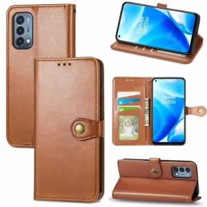 LEATHER BUCKLE Peňaženkový obal OnePlus Nord N200 5G hnedý