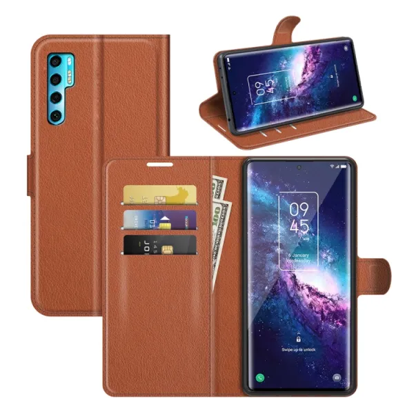 LITCHI Ochranný kryt TCL 20 Pro 5G hnedý