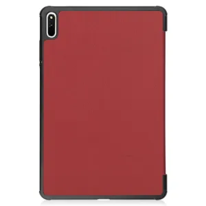 LEATHER Zaklápací obal Huawei MatePad 11 tmavočervený