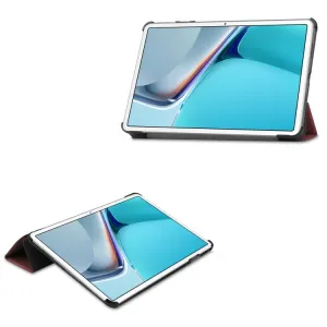 LEATHER Zaklápací obal Huawei MatePad 11 tmavočervený