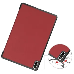 LEATHER Zaklápací obal Huawei MatePad 11 tmavočervený