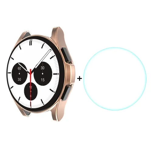 ENKAY Obal s tvrdeným sklom pre Samsung Galaxy Watch 4 Classic 46mm ROSE GOLD