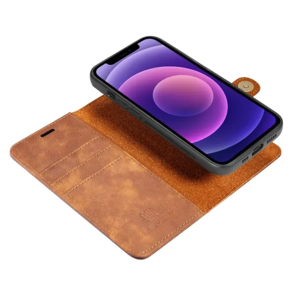 DG.MING Peňaženkový obal 2v1 Apple iPhone 13 hnedý