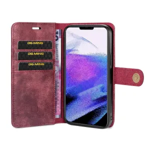 DG.MING Peňaženkový obal 2v1 Apple iPhone 13 Pro červený