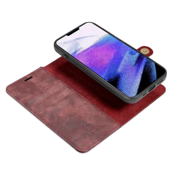 DG.MING Peňaženkový obal 2v1 Apple iPhone 13 Pro červený