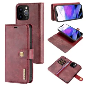DG.MING Peňaženkový obal 2v1 Apple iPhone 13 Pro červený