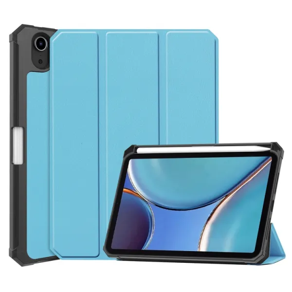 LEATHER Zaklápací obal Apple iPad mini 2021 / iPad mini 2024 svetlomodrý