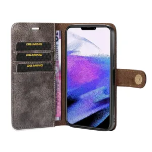 DG.MING Peňaženkový obal 2v1 Apple iPhone 13 Pro Max šedý