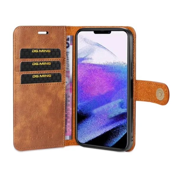 DG.MING Peňaženkový obal 2v1 Apple iPhone 13 Pro hnedý