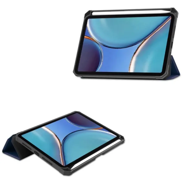 LEATHER Zaklápací obal Apple iPad mini 2021 / iPad mini 2024 tmavomodrý