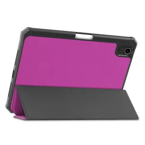 LEATHER Zaklápací obal Apple iPad mini 2021 / iPad mini 2024 fialový
