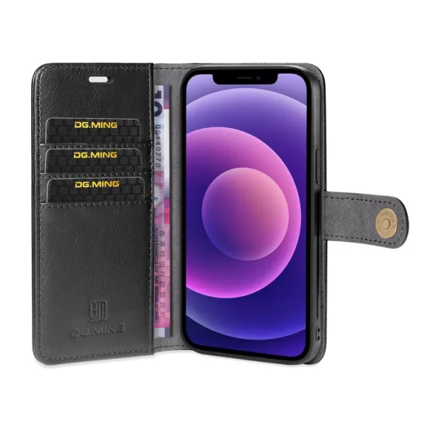 DG.MING Peňaženkový obal 2v1 Apple iPhone 13 čierny