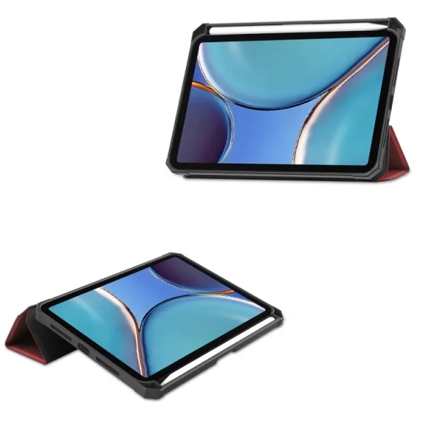 LEATHER Zaklápací obal Apple iPad mini 2021 / iPad mini 2024 tmavočervený