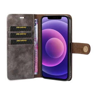 DG.MING Peňaženkový obal 2v1 Apple iPhone 13 šedý