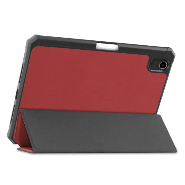 LEATHER Zaklápací obal Apple iPad mini 2021 / iPad mini 2024 tmavočervený