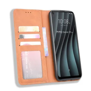 BUSINESS Peňaženkový kryt HTC Desire 20 Pro hnedý