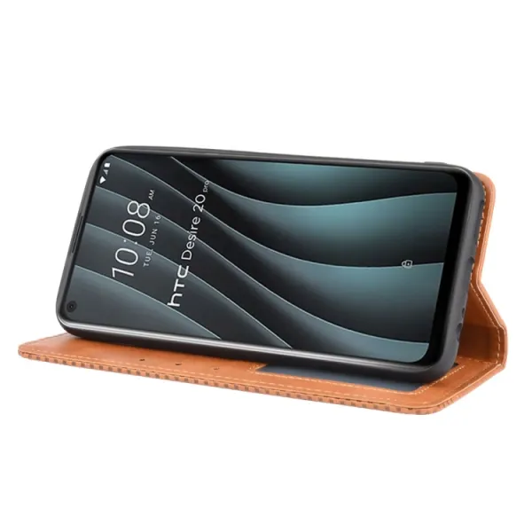 BUSINESS Peňaženkový kryt HTC Desire 20 Pro hnedý