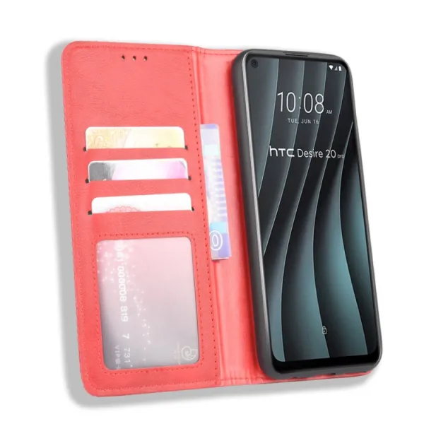 BUSINESS Peňaženkový kryt HTC Desire 20 Pro červený