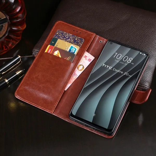 IDEWEI Peňaženkový kryt HTC Desire 20 Pro biely