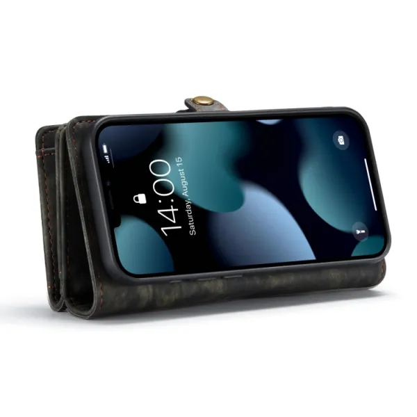 WALLET Ochranný kryt s peňaženkou 2v1 pre Apple iPhone 13 čierny