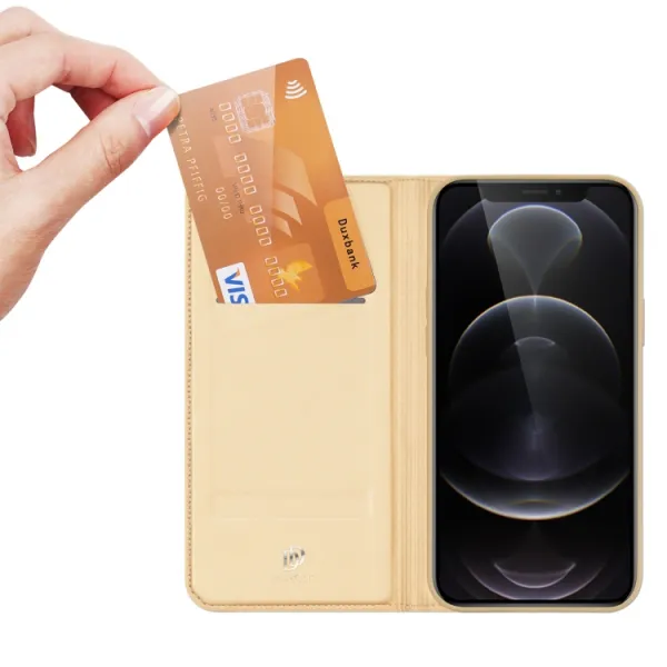 DUX Peňaženkový kryt Apple iPhone 13 Pro Max zlatý