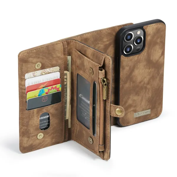 WALLET Ochranný kryt s peňaženkou 2v1 pre Apple iPhone 13 Pro hnedý