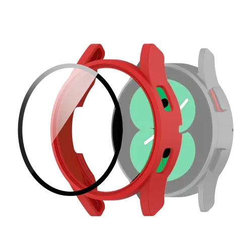 Ochranný kryt s tvrdeným sklom pre Samsung Galaxy Watch 4 40mm červený