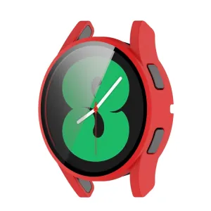 Ochranný kryt s tvrdeným sklom pre Samsung Galaxy Watch 4 40mm červený