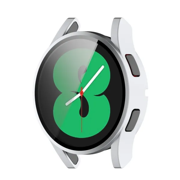 Ochranný kryt s tvrdeným sklom pre Samsung Galaxy Watch 4 44mm strieborný