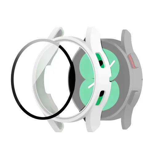 Ochranný kryt s tvrdeným sklom pre Samsung Galaxy Watch 4 44mm biely