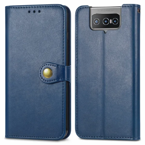 LEATHER BUCKLE Peňaženkový obal Asus Zenfone 8 Flip (ZS672KS) modrý
