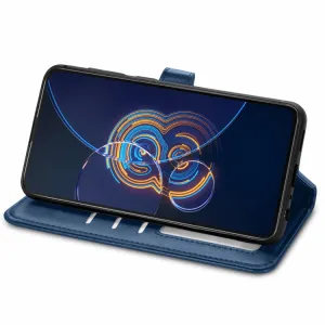 LEATHER BUCKLE Peňaženkový obal Asus Zenfone 8 Flip (ZS672KS) modrý