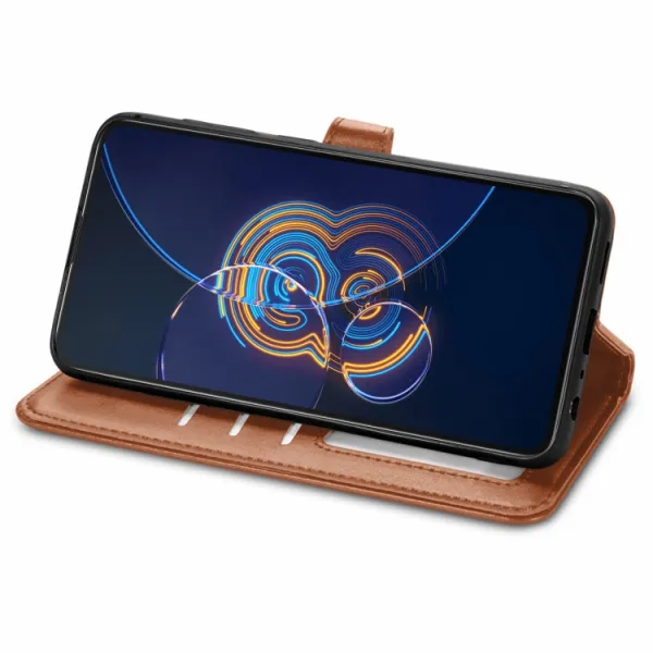 LEATHER BUCKLE Peňaženkový obal Asus Zenfone 8 Flip (ZS672KS) hnedý
