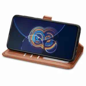 LEATHER BUCKLE Peňaženkový obal Asus Zenfone 8 Flip (ZS672KS) hnedý