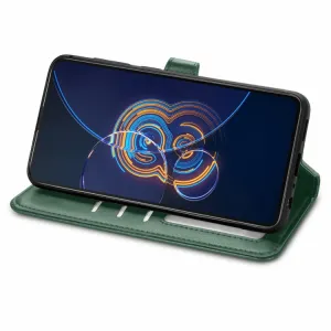 LEATHER BUCKLE Peňaženkový obal Asus Zenfone 8 Flip (ZS672KS) zelený