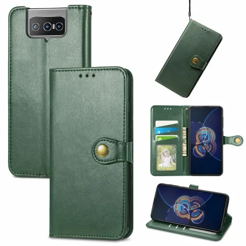 LEATHER BUCKLE Peňaženkový obal Asus Zenfone 8 Flip (ZS672KS) zelený