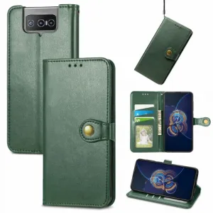 LEATHER BUCKLE Peňaženkový obal Asus Zenfone 8 Flip (ZS672KS) zelený