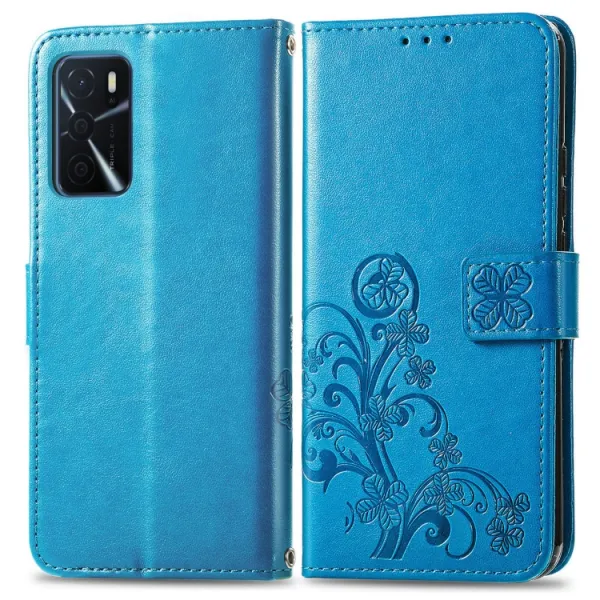ART Peňaženkový kryt Oppo A16 / Oppo A16s FLOWERS modrý