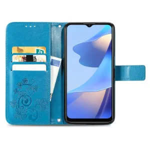 ART Peňaženkový kryt Oppo A16 / Oppo A16s FLOWERS modrý