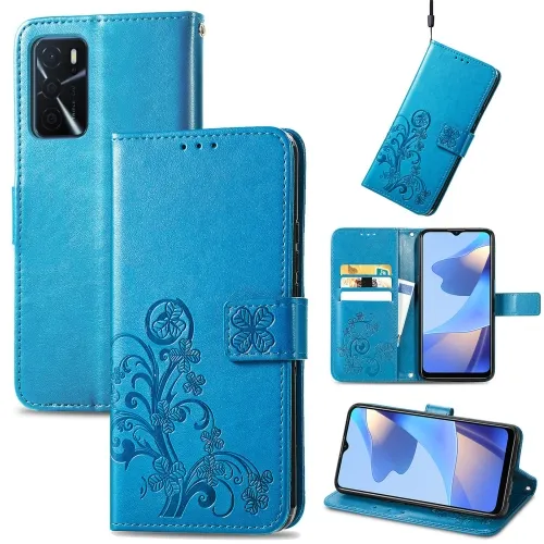 ART Peňaženkový kryt Oppo A16 / Oppo A16s FLOWERS modrý