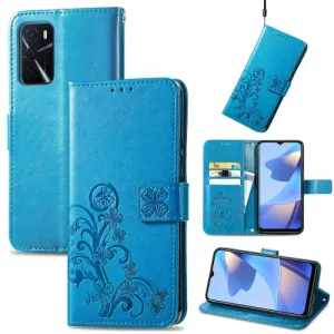 ART Peňaženkový kryt Oppo A16 / Oppo A16s FLOWERS modrý
